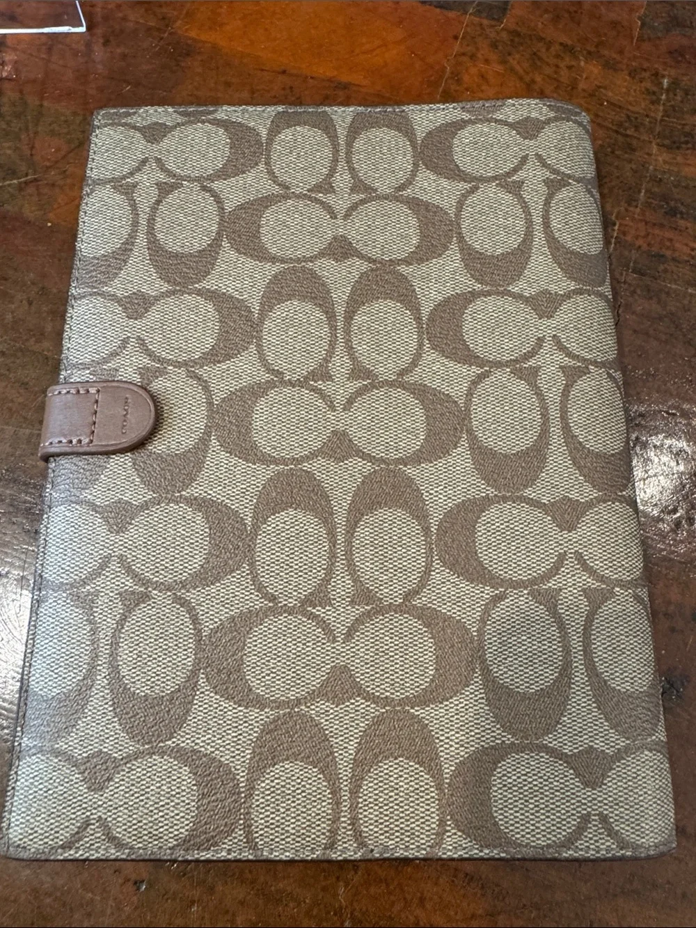 Coach Brown Signature Canvas Folio with Tab Closure